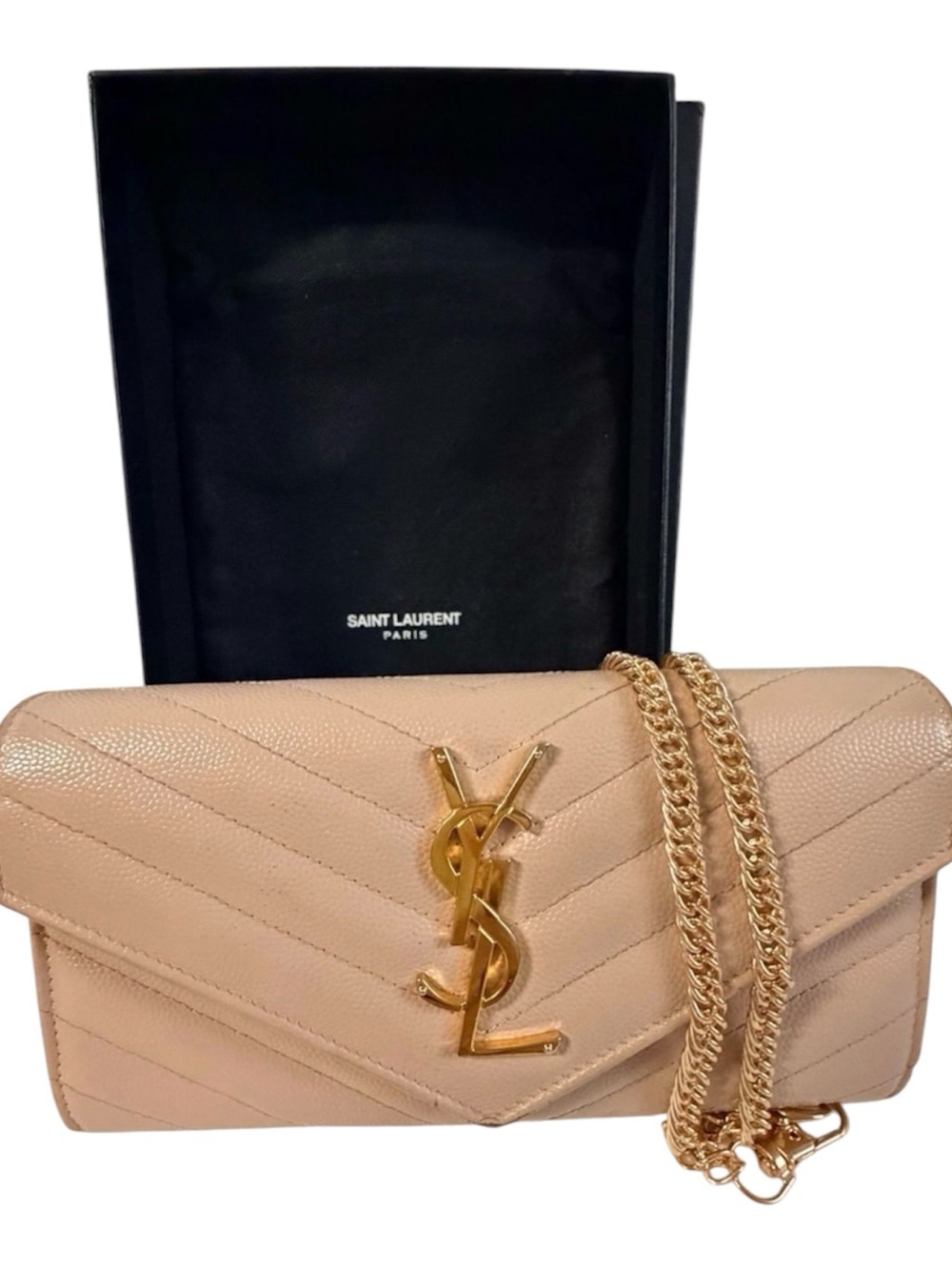 Saint Laurent Cassandra long wallet Complete inclusion with unbranded chain